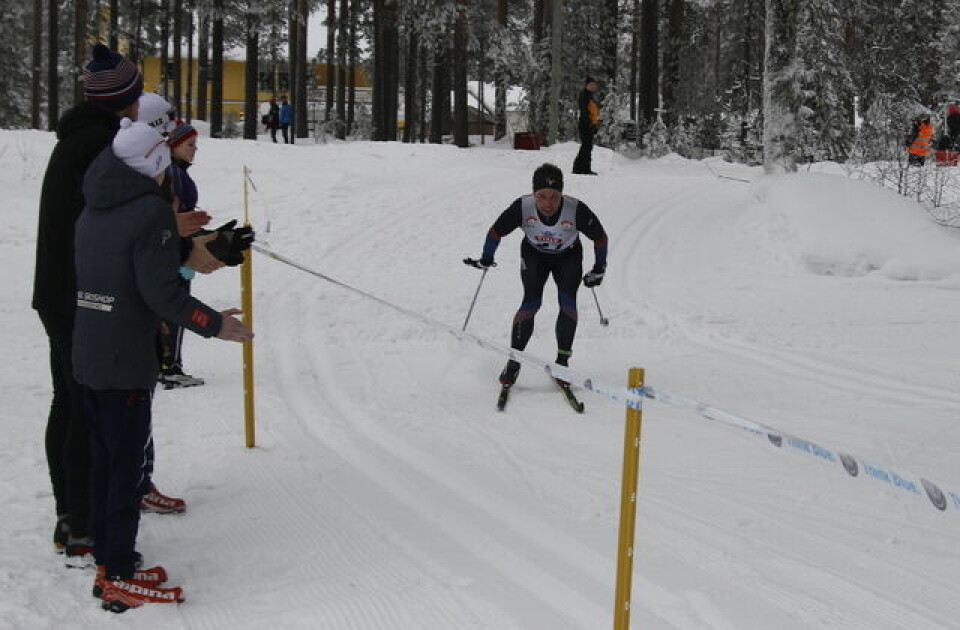 Vegard Lans Pedersen, IL Trysilgutten mot mål som vinner av den 20. Slettåssprinten på 46.10. (Foto: Trond Ole Myrvold) Kondis/Rolf Bakken