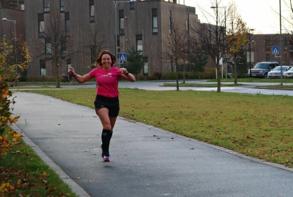 Siri Slotterøy Johnsen elser å delta i løp. Her fra Parkrun Fornebu. (Foto: Elisabeth Acklam/Parkrun Fornebu) Siri Slotterøy Johnsen