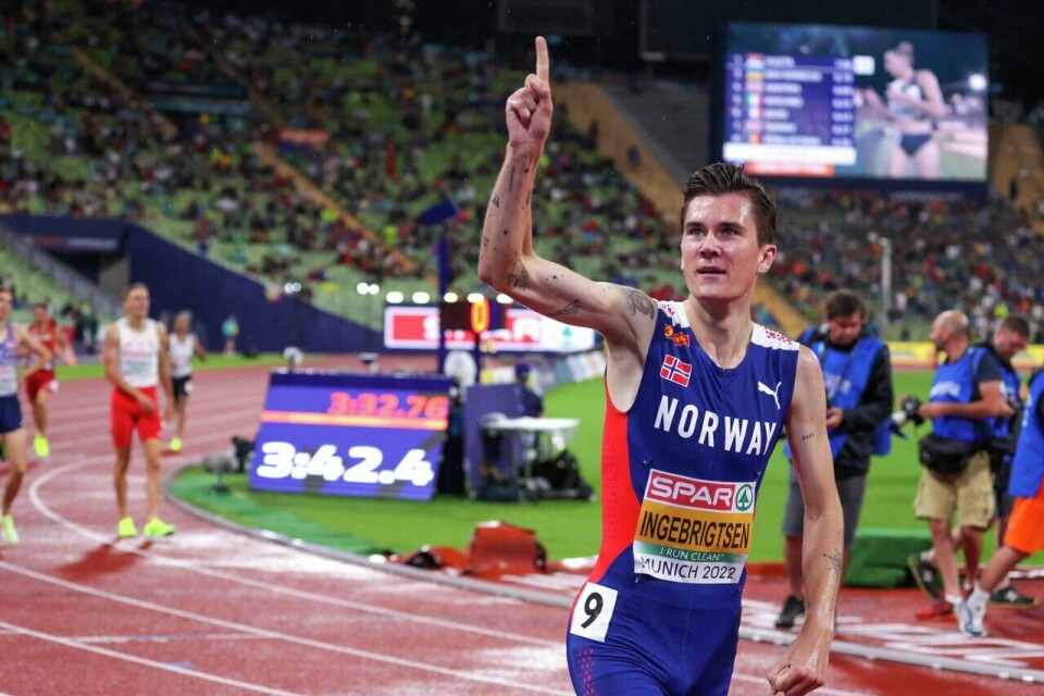Arkivfoto: EM Friidrett i München 2022 - 1500 meter menn finale - Jakob Ingebrigtsen. (Foto: Arne Dag Myking) EM Friidrett i München 2022 - 1500 meter menn finale - Jakob Ingebrigtsen