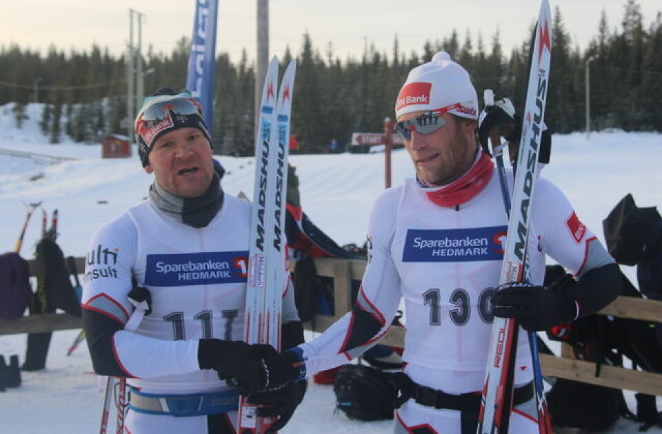 Team BN Bank-duoen Øystein Pettersen og Simen Østensen og kunne gratulere hverandre med seier etter endt dyst på Budor. (Foto: Kjell Arild Andersen) Kondis/Rolf Bakken