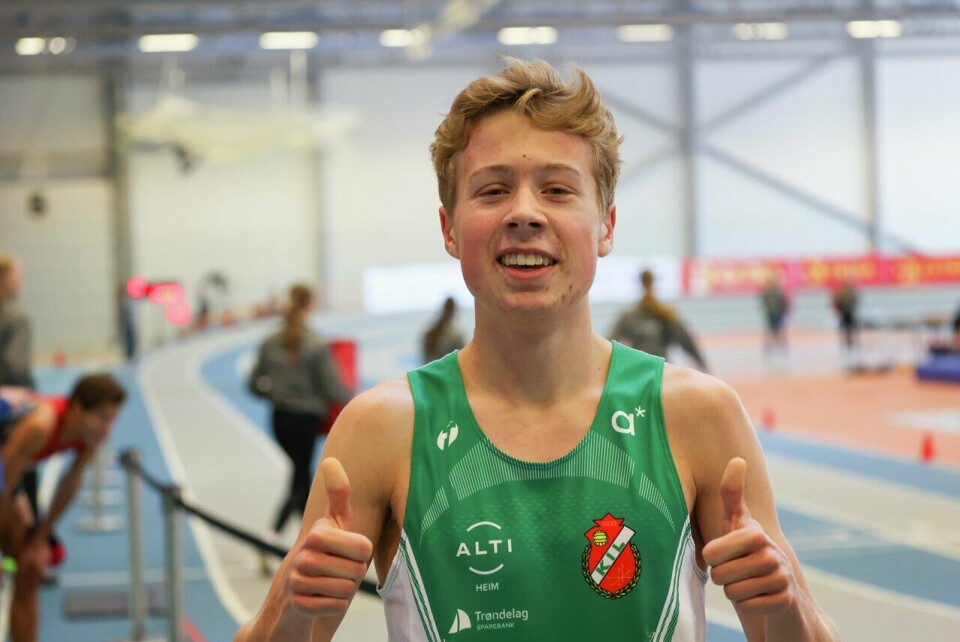 Håkon Moe Berg tok gullet under NM Friidrett Innendørs i år. I NM i Sandnes møter han Jakob Ingebrigtsen på denne distansen. (Foto: Arne Dag Myking) NM Friidrett Innendørs 2024 - 800 meter menn - A-heatet - Håkon Moe Berg