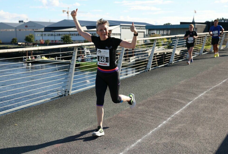 New York neste: Det neste målet for Oddny Ringheim er New York Marathon i november hvor hun er kvalifisert på tid etter å ha løpt på 4.16 i fjor noe som er 11 minutter raskere enn grensen arrangøren har satt for hennes aldersklasse. Bildet er tatt da hun løp Trondheim Maraton i september.(Foto: Marianne Røhme) Oddny Ringheim løp maraton under Trondheim Maraton 2022