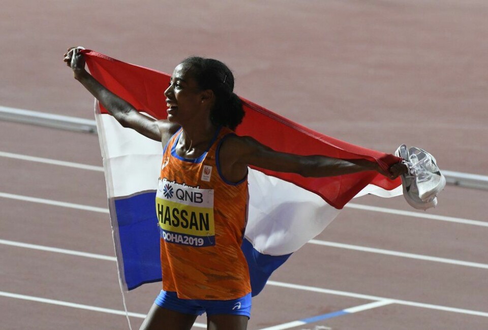 Sifan Hassan er definitivt i rute til OL i Tokyo. Her fra VM i friidrett i Doha, 2019. Foto: Bjørn Johannessen. VM friidrett 2019 Doha - Sifan Hassan - finale 10 000 m