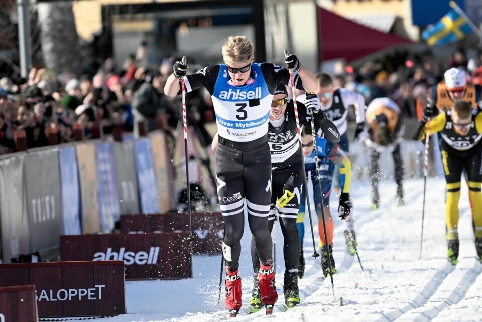 Alvar Myhlback vinner foran Emil Persson, Max Novak og Johan Tjelle. (Foto: Arrangøren)