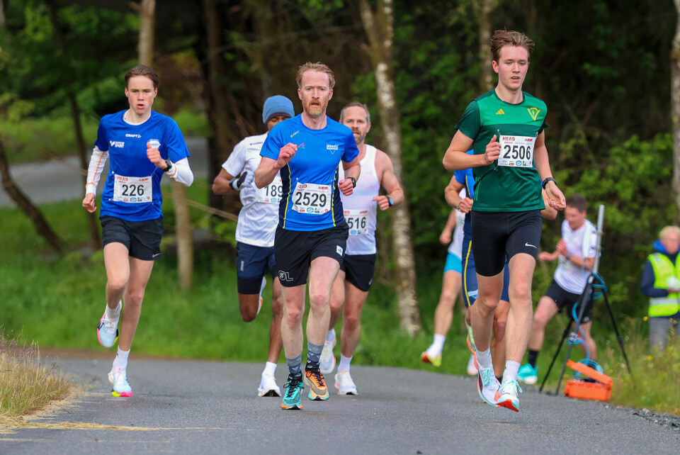 Har kjempes det om seier på 5 km: Andreas Aarvold (226), Stein Henrik Olaussen (2529) og Torstein Vonen (2506).