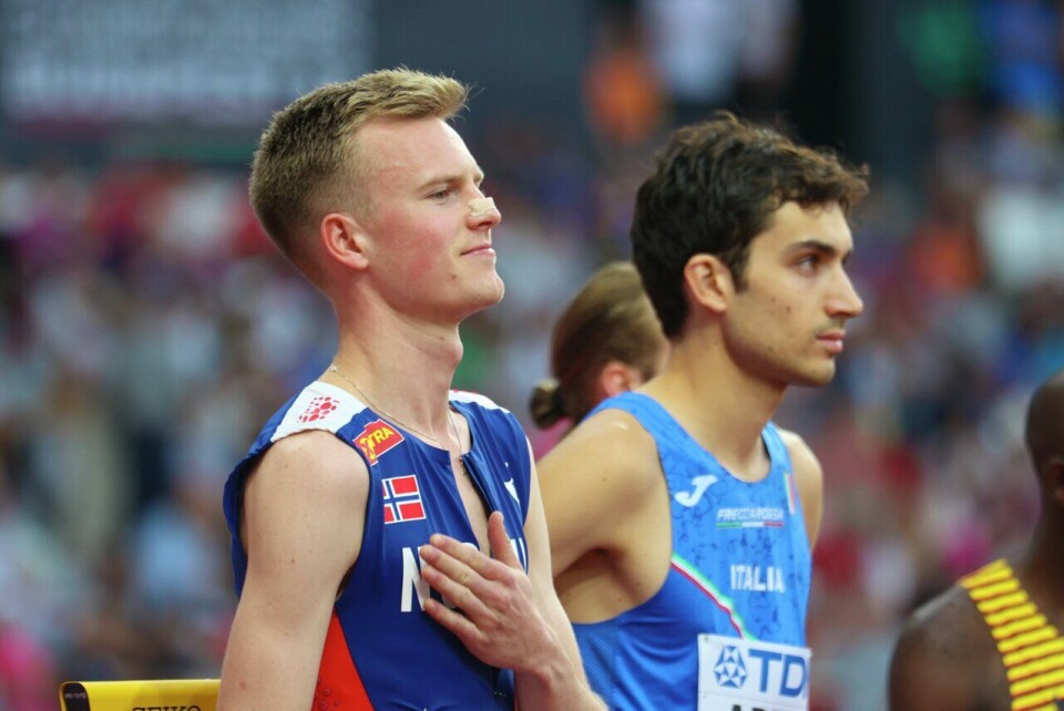 Narve Gilje Nordås hadde ingen problemer med å ta seg til finalen på 1500 meter i innendørs-VM i Glasgow. På bildet her er Narve klar for forsøksheat på 1500 meter i VM utendørs i fjor sommer. (Foto: Arne Dag Myking) VM Friidrett 2023 Budapest - 1500 meter menn forsøksheat -Narve Gilje NORDÅS