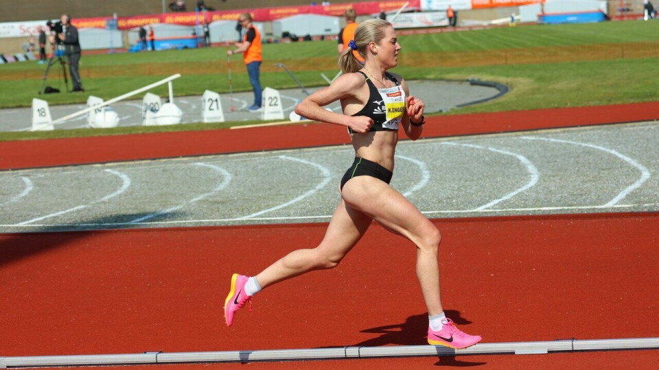 Kristine Eikrem Engeset har løpt på toppnivå i mange år, men søndag debuterer hun på ny distanse. Foto: Arne Dag Myking Kristine Eikrem Engeset, Trond Mohn Games 2023, 5000 meter