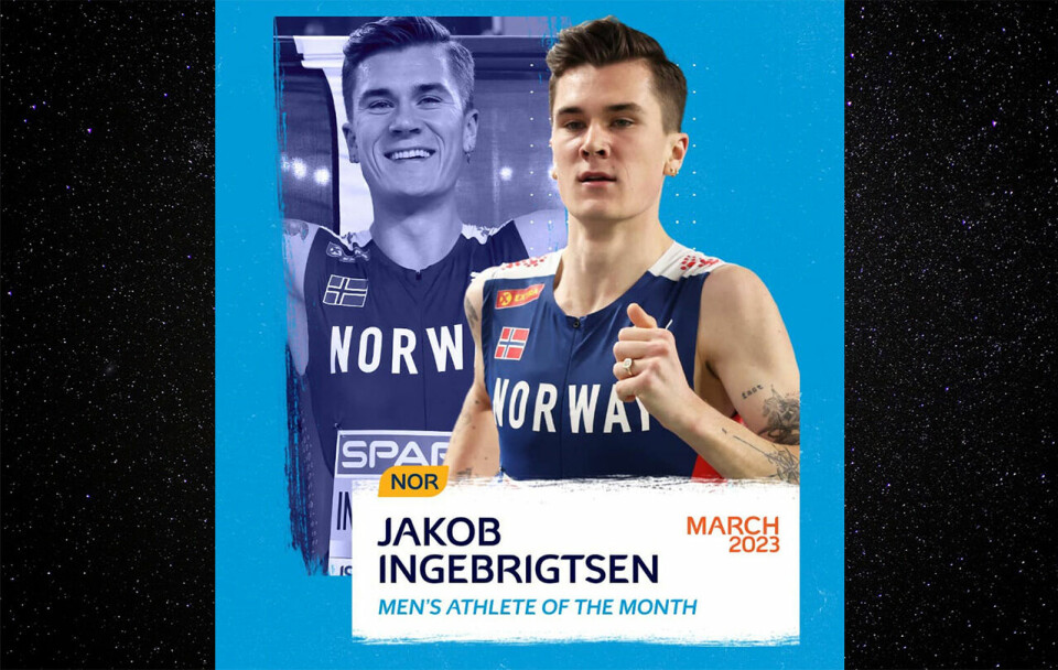 Som flere ganger før ble Jakob Ingebrigtsen kåra til månedens europeiske utøver. (Foto: European Athletics) Som flere ganger før ble Jakob Ingebrigtsen kåra til månedens europeiske utøver. (Foto: European Athletics)