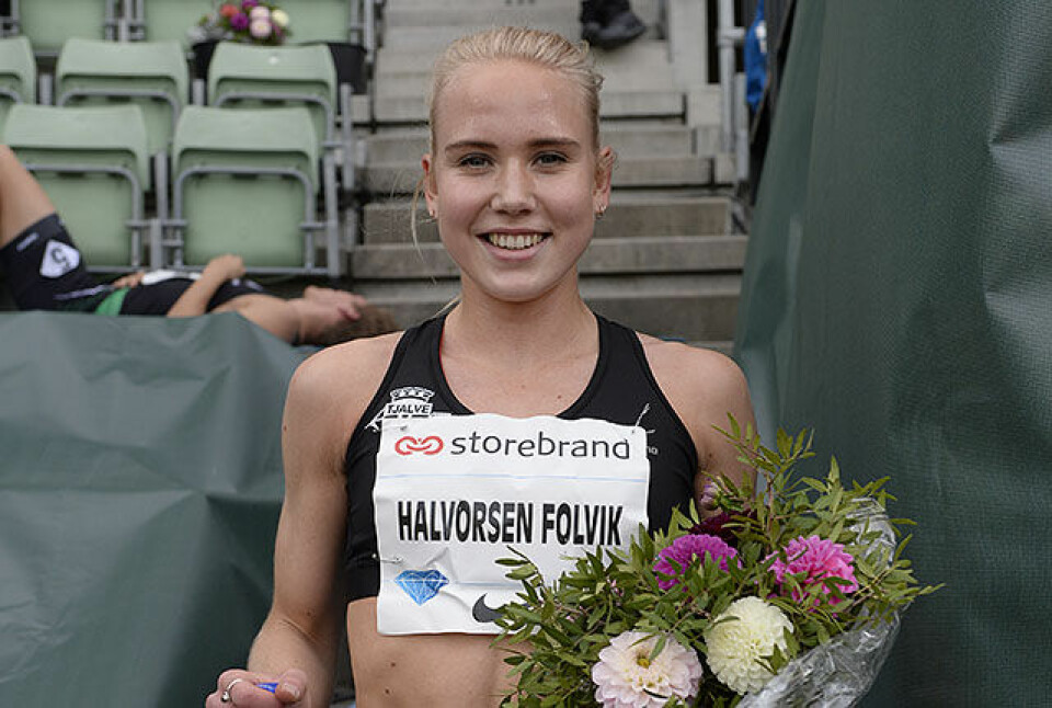 Ingrid Halvorsen Folvik er tilbake i godt slag og vant den nasjonale 1500 meteren. (Foto: Bjørn Johannessen) Ingrid Halvorsen Folvik er tilbake i godt slag og vant den nasjonale 1500 meteren. (Foto: Bjørn Johannessen)