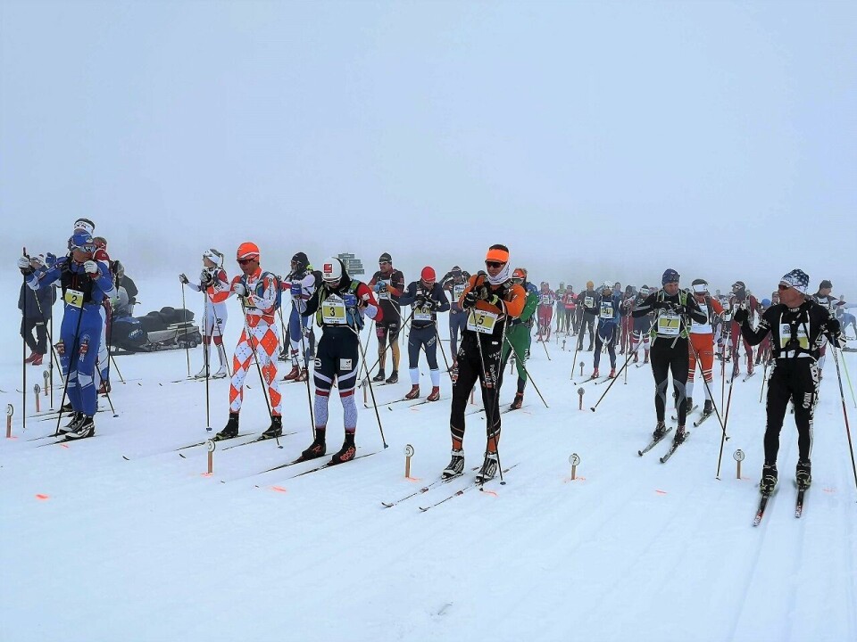 Startklare langløpere på 120 km på Venabygdsfjellet med (fra v.) Geir Strandbakke, Sigurd Sollien Hulbak, Håvard Solås Taugbøl og Vinjar Skogsholm i første rekke. Startklare langløpere på 120 km på Venabygdsfjellet med (fra v.) Geir Strandbakke, Sigurd Sollien Hulbak, Håvard Solås Taugbøl og Vinjar Skogsholm i første rekke.