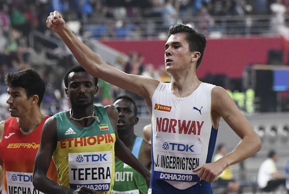 Jakob Ingebrigtsen lirka seg forbi Samuel Tefera på innsida og vant det første heatet. (Foto: Bjørn Johannessen) Jakob Ingebrigtsen lirka seg forbi Samuel Tefera på innsida og vant det første heatet. (Foto: Bjørn Johannessen)