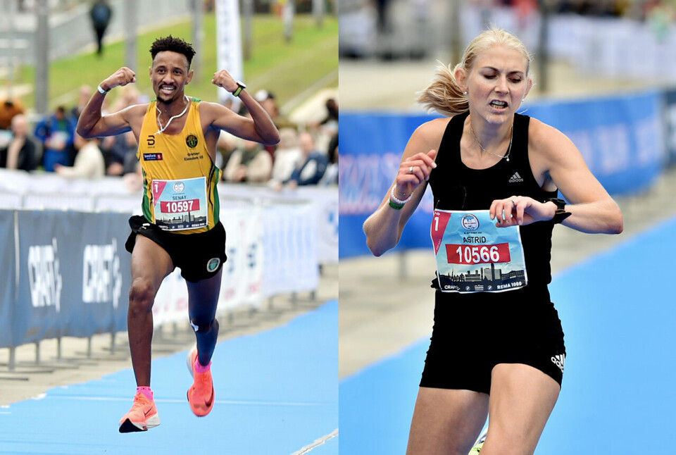 Senay Fissehatsion vant herreklassen og Astrid Brathaug Sørset kvinneklassen på 10 km under Oslo Maraton. (Foto: Anders Hoven/Oslo Maraton) Senay Fissehatsion vant herreklassen og Astrid Brathaug Sørset kvinneklassen på 10 km under Oslo Maraton. (Foto: Anders Hoven/Oslo Maraton)