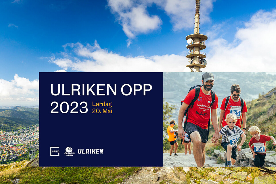 Det blir i år ett Ulriken Opp, men med tre ulike løyper. (Foto: Ulriken643/Caspar Steinsland/Veronika Ask Stuksrud) Ulriken Opp - plakat