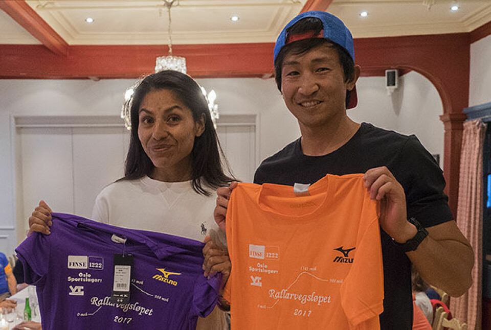 Gloria Vinstedt og Håkon Urdal vant 1. etappe i Rallarvegsløpet 7221719-vinnere.jpg