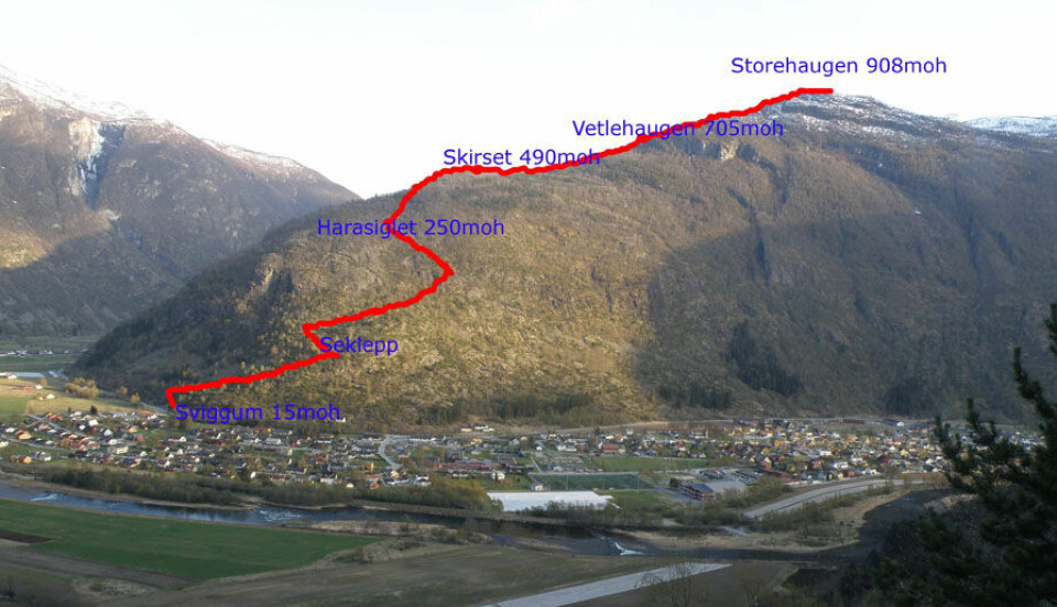 Storehaugen Opp i Lærdal for sjette gong 29. mai 900pk_Storehaugen i kveldsol med profil