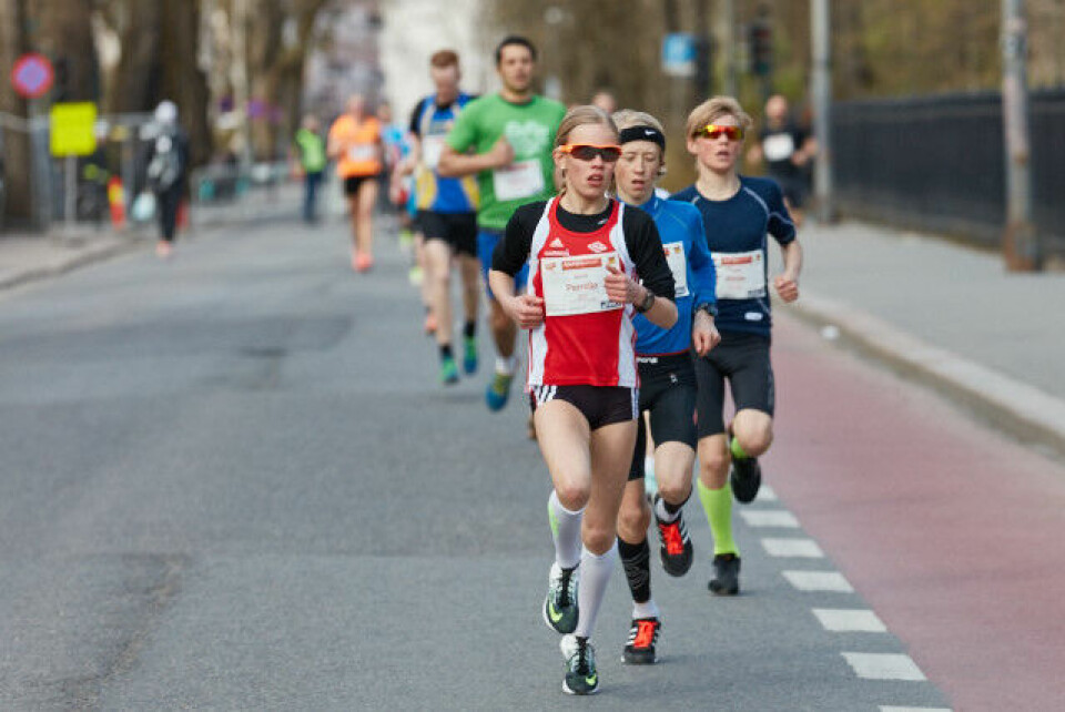 Pernille Antonsen i tet langs Parkveien og seier ble det i år som i fjor . Foto: Stian S.Møller Pernille Antonsen i tet langs Parkveien og seier ble det i år som i fjor . Foto: Stian S.Møller