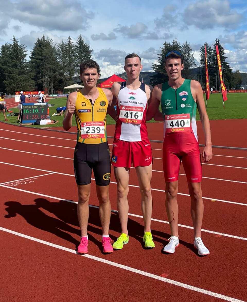 Junior-NM: Vegard Vesterhaug Warnes og Magnus Øyen best på 5000 meter 5000m U20 - De tre beste.jpg