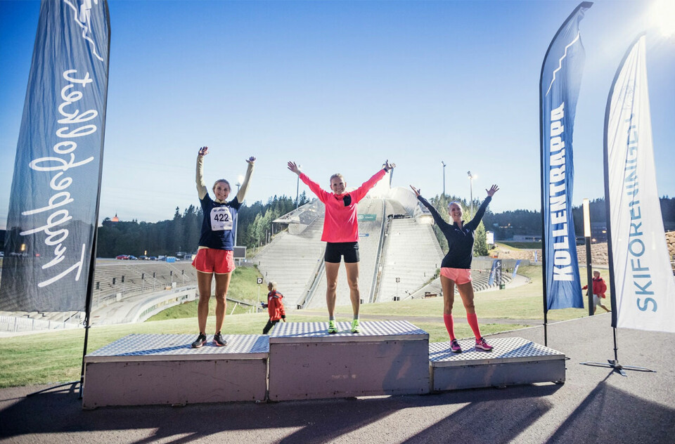 Karoline Kyte (midten) vant mens Anne Høyer (til venstre) ble nummer to og Linn Aanesland ble nummer tre. (Foto: Amando Abreu) Karoline Kyte (midten) vant mens Anne Høyer (til venstre) ble nummer to og Linn Aanesland ble nummer tre. (Foto: Amando Abreu)