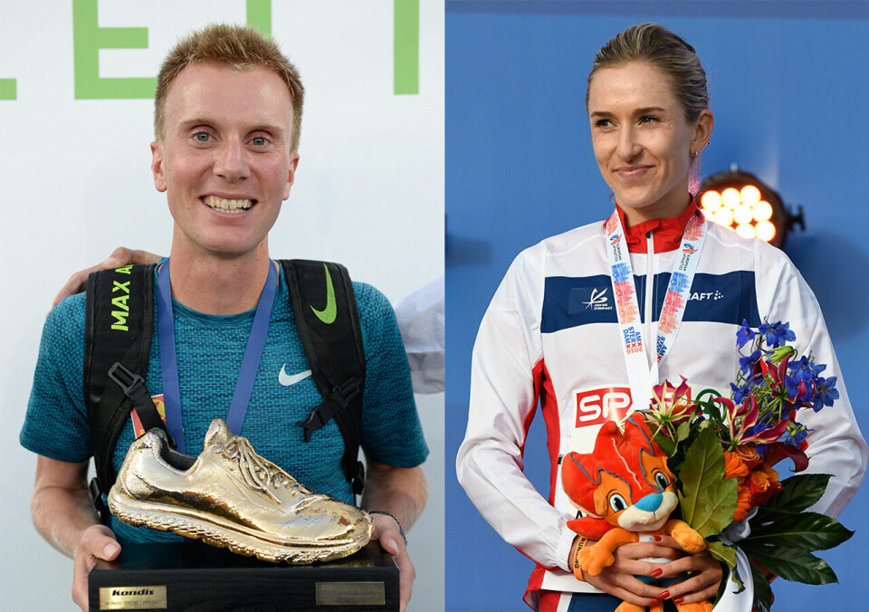 Sondre Nordstad Moen og Karoline Bjerkeli Grøvdal er mottakerne av Kondis' gullsko som landets beste langdistanseløpere i 2020. (Foto: Bjørn Johannessen) Sondre Nordstad Moen og Karoline Bjerkeli Grøvdal er mottakerne av Kondis' gullsko som landets beste langdistanseløpere i 2020. (Foto: Bjørn Johannessen)