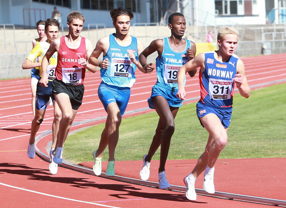 Mellom- og langdistanseløperne sørget for mange poeng til Norge første dag i landskampen 5000m_U23_menn_Philip_Massacand_drar_AZ3T9108.jpg