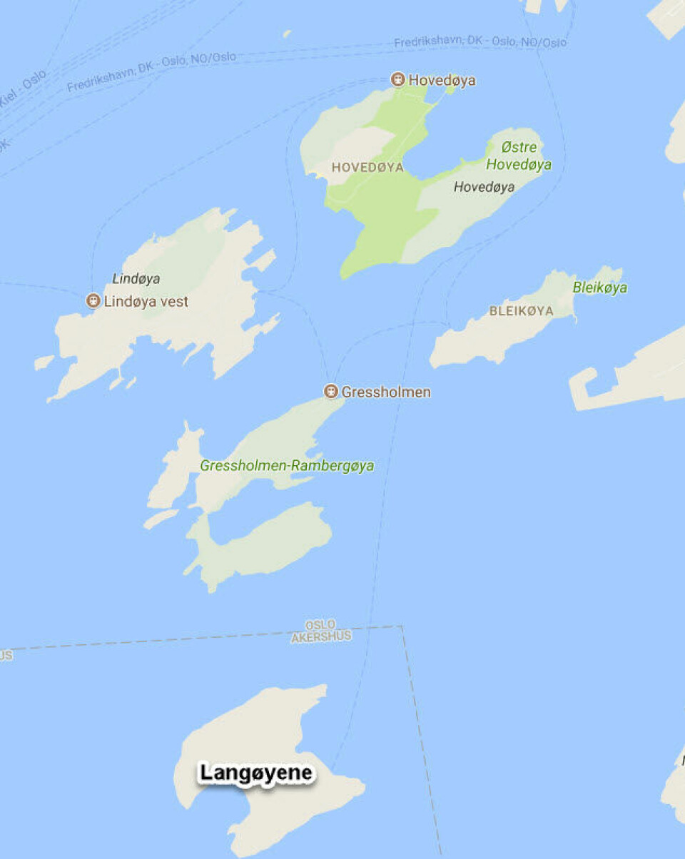 Gressholmen Rundt avsluttet Øyakarusellen på Nye Gressholmen Kro Kart_over_oeyene.jpg