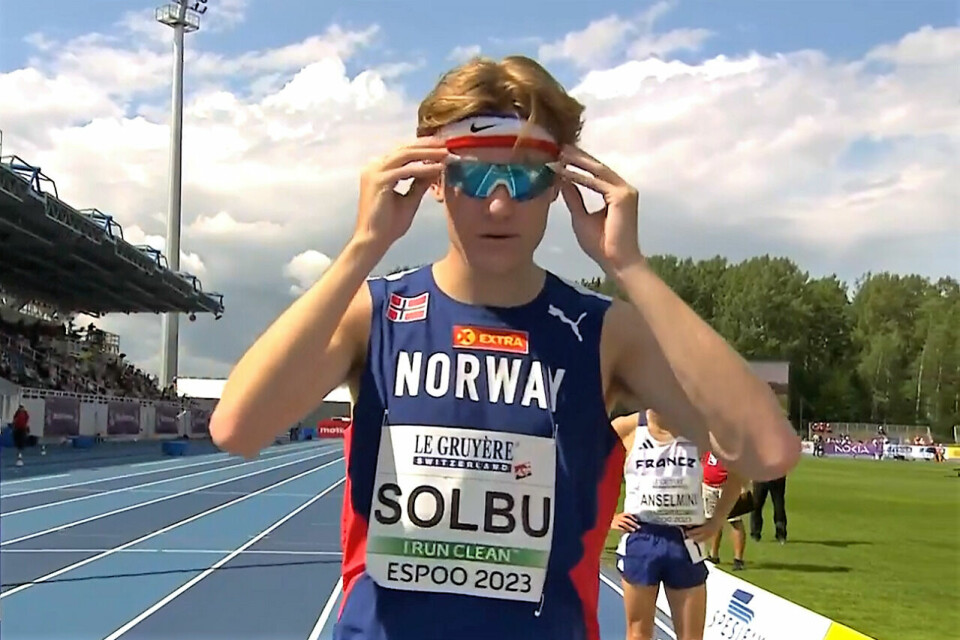 Ole Jakob Solbu til finale, Tobias Grønstad brøt 800 m-forsøket Ole Jakob Solbu med brillene på.png