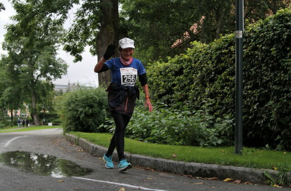 78 år gamle Signy løp sin 92. maraton i Fredrikstad Kondis/Marianne Røhme