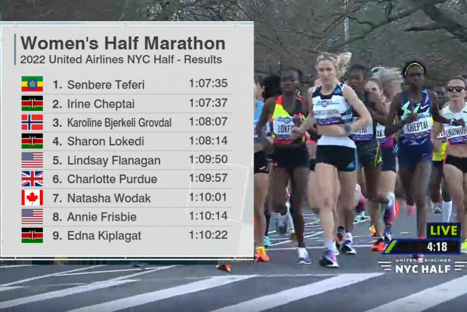10 norske har klart uttakskravene til VM i gateløp i Riga De beste kvinnene i New York Halfmarathon (Alle bilder fra streaming)