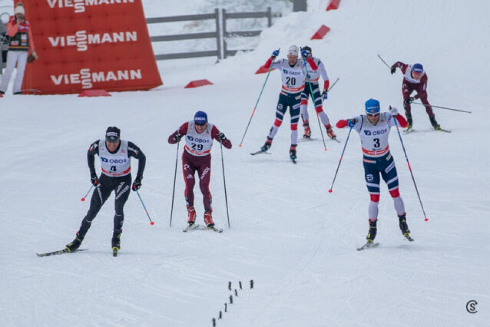 De siste metrene mot det som skulle bli avgjort ved skostørrelsen. Foto: Sylvain Cavatz De siste metrene mot det som skulle bli avgjort ved skostørrelsen. Foto: Sylvain Cavatz