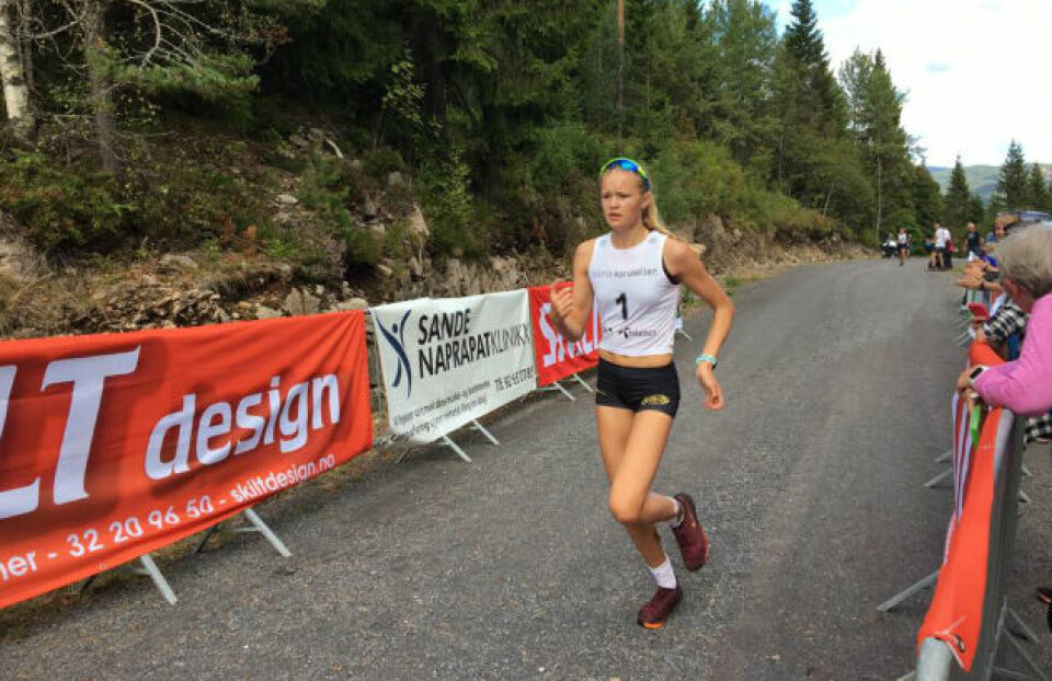 Maria Hartz Melling var raskest av alle jenter/kvinner og vant Fjellskar Opp på ny løyperekord. Foto: Arrangøren Maria Hartz Melling var raskest av alle jenter/kvinner og vant Fjellskar Opp på ny løyperekord. Foto: Arrangøren