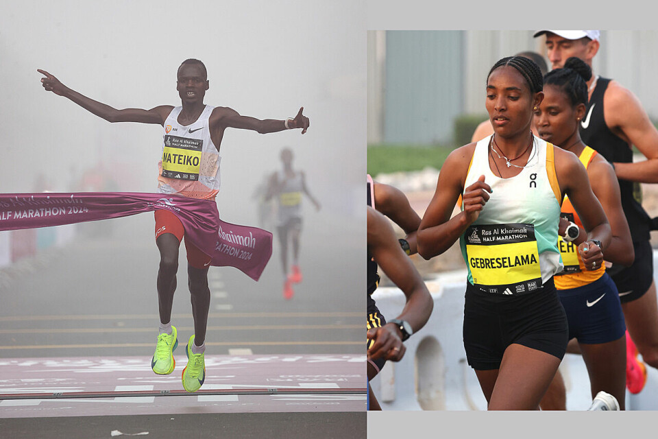 Daniel Mateiko og Tsigie Gebreselama vant Ras Al Khaimah halvmaraton. (Foto: Giancarlo Colombo) Daniel Mateiko og Tsigie Gebreselama