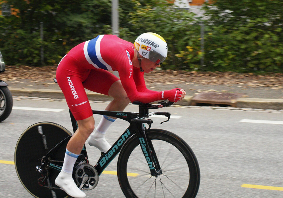 OL i Tokyo nærmer seg - dette er kondisjonsøvelsene Andreas Leknessund, her fotografert under VM 2017, klarte nylig å ta den prestisjefylte KOM-en opp til Tryvann. (Foto: Wikipedia)