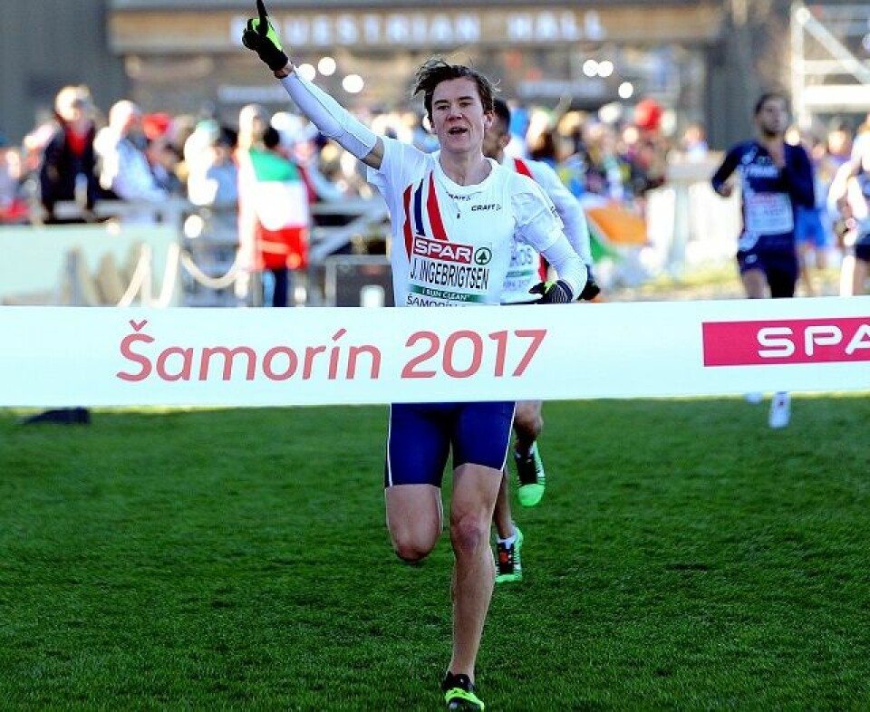 12 norske klar for søndagens EM i terrengløp i Tilburg Jacob_Ingebrigtsen_vinnergest.jpg