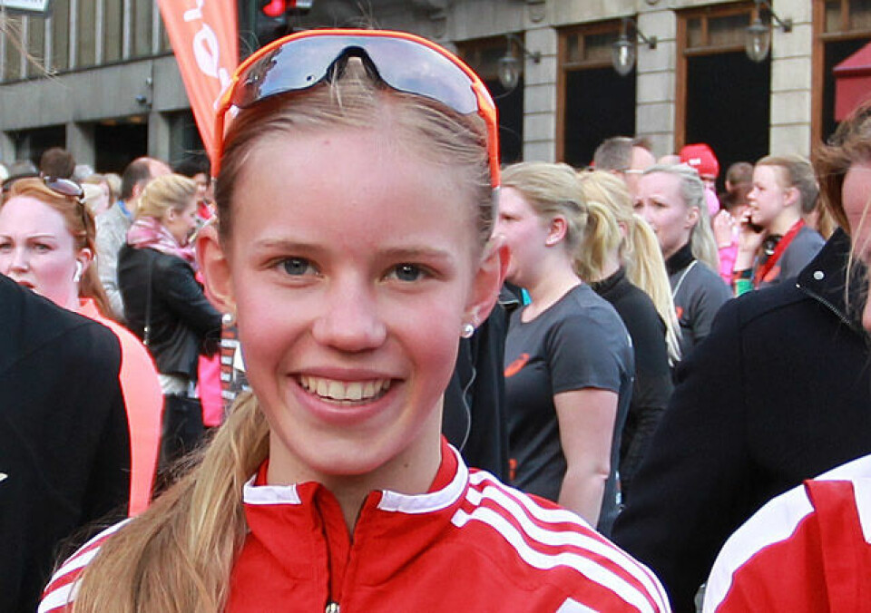 13 år gamle Pernille Karlsen Antonsen var først i mål av 2272 damer på 5 kilometeren i KK-mila. (Arkivfoto: Kjell Vigestad) 13 år gamle Pernille Karlsen Antonsen var først i mål av 2272 damer på 5 kilometeren i KK-mila. (Arkivfoto: Kjell Vigestad)
