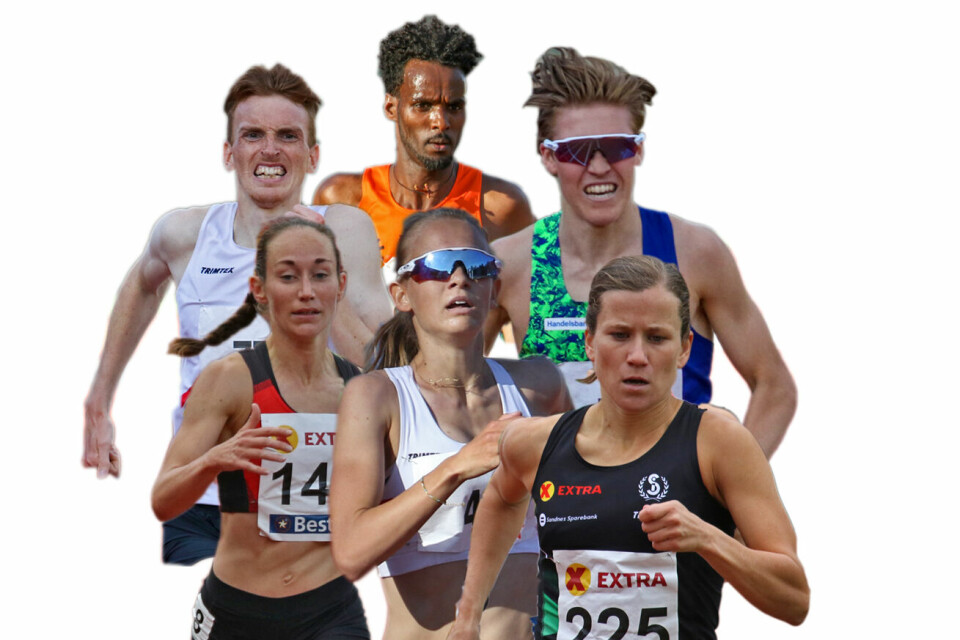Noen av dem som skal kjempe på 3000 meter på Fana Stadion den 29. juli: Marius Vedvik, Zerei Kbrom Mezngi, Simen Halle, Vienna Søyland Dahle, Ine Bakken, Christina Toogood. Noen av dem som skal kjempe på 3000 meter på Fana Stadion den 29. juli: Marius Vedvik, Zerei Kbrom Mezngi, Simen Halle, Vienna Søyland Dahle, Ine Bakken, Christina Toogood.