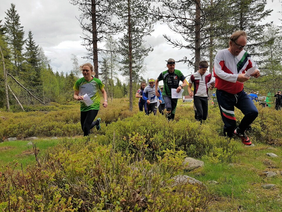 Bedriftsorienteringen i Innlandet starter rett etter påske Morten Stenberg i tet ut fra start.jpg