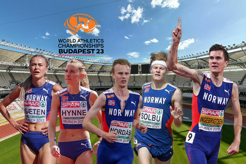 Amalie Sæten, Hedda Hynne, Narve Gilje Nordås, Ole Jakob Solbu og Jakob Ingebrigtsen er de fem norske som skal i ilden på 800 og 1500 m. (Foto: Arne Dag Myking/Kjell Vigestad/World Athletics). Amalie Sæten, Hedda Hynne, Narve Gilje Nordås, Ole Jakob Solbu og Jakob Ingebrigtsen er de fem norske som skal i ilden på 800 og 1500 m. (Foto: Arne Dag Myking/Kjell Vigestad/World Athletics).