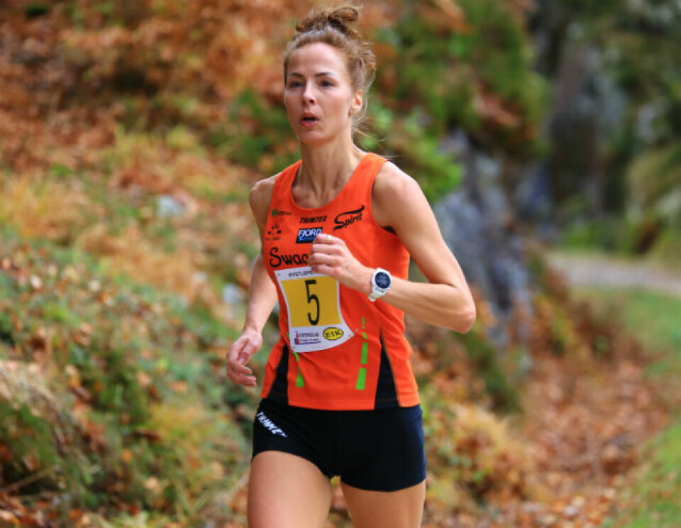 Sara Aarseth fra Spirit friidrett seiret med klar margin i kvinneklassen i Kystløpet. Foto: Tommy Bentsen. Sara Aarseth fra Spirit friidrett seiret med klar margin i kvinneklassen i Kystløpet. Foto: Tommy Bentsen.
