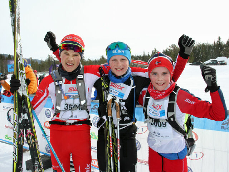 Rekord i UngdomsBirken - 2452 i mål på Birkebeineren skistadion UBirk-095_G13_Pallen.jpg