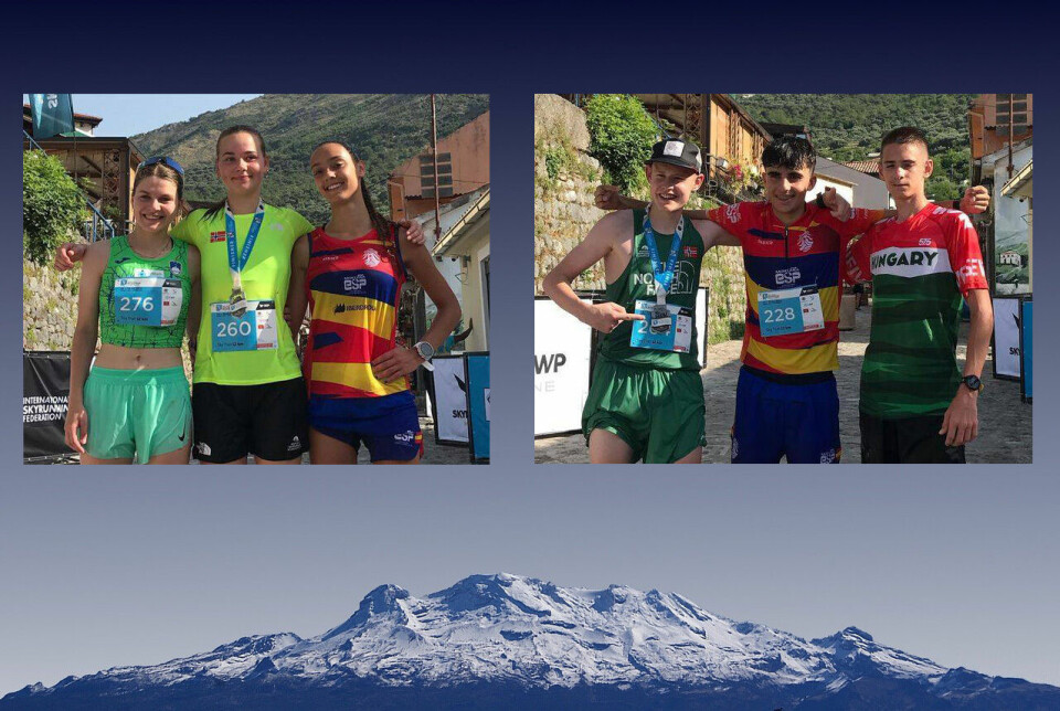 Det ble flere norske medaljer til Norge i ungdoms-VM i Skyrace. Deriblant til Ingeborg Synstnes Hole (i midten på bildet til venstre) og Isak Drøpping (til venstre på bildet til høyre). (Foto: Youth Skyrunning World Champs) Det ble flere norske medaljer til Norge i ungdoms-VM i Skyrace. Deriblant til Ingeborg Synstnes Hole (i midten på bildet til venstre) og Isak Drøpping (til venstre på bildet til høyre). (Foto: Youth Skyrunning World Champs)