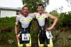 Knut Anders Fostervoll til venstre blei nummer to i Ålesund Triathlon, mens André Løseth til høyre vant dagens konkurranse i Ålesund. Begge representerer Trollveggen Triathlon.