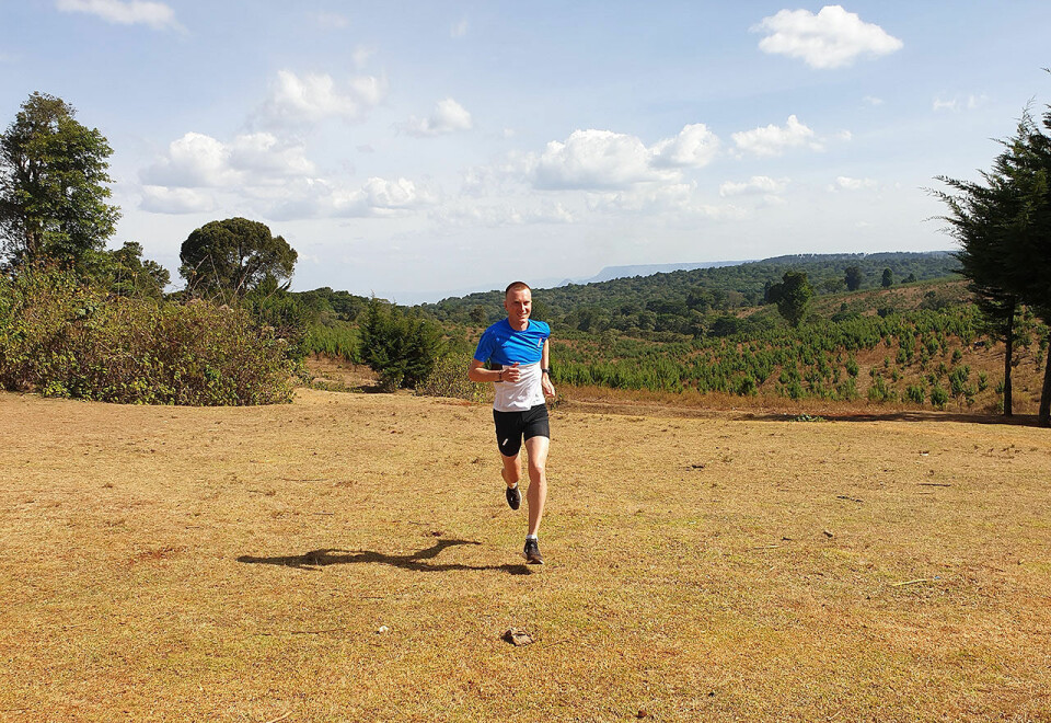 Sondre Nordstad Moen trives når han kan løpe i behagelig sommervær i det kenyanske høylandet. (Foto: Andreas Grøgaard) Sondre Nordstad Moen trives når han kan løpe i behagelig sommervær i det kenyanske høylandet. (Foto: Andreas Grøgaard)