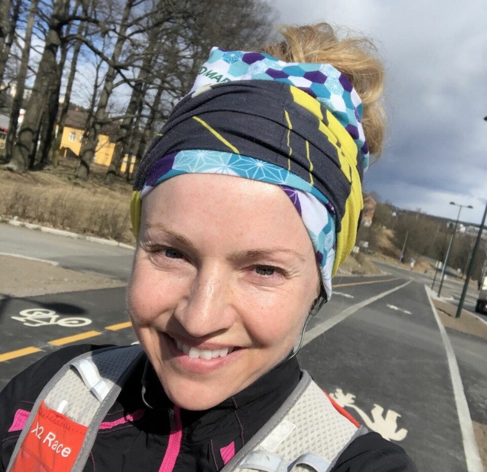 Therese Falk avsluttet 10 maraton på 10 dager 1. påskedag Topp