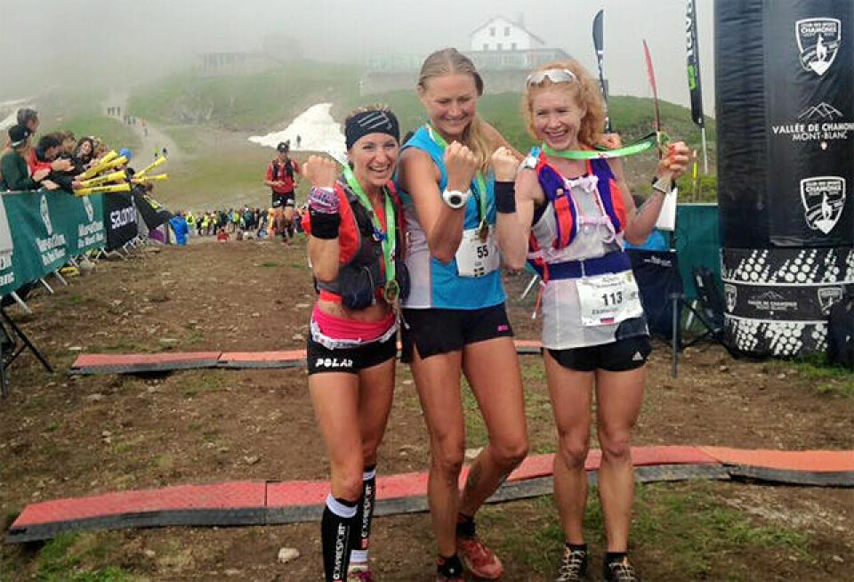 Svenske Ida Nilsson (midten) vant foran Amandine Ferrato fra Frankrike (til venstre) og Ekaterina Mityaeva fra Russland. (Foto: arrangøren) Svenske Ida Nilsson (midten) vant foran Amandine Ferrato fra Frankrike (til venstre) og Ekaterina Mityaeva fra Russland. (Foto: arrangøren)