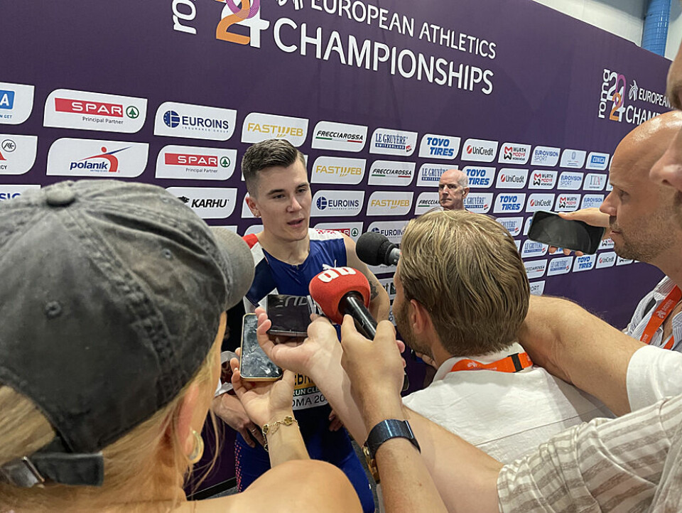 Jakob Ingebrigtsen tok sin tredje EM-tittel på 5000 meter Jakob Ingebrigsen_mixedzone.jpg