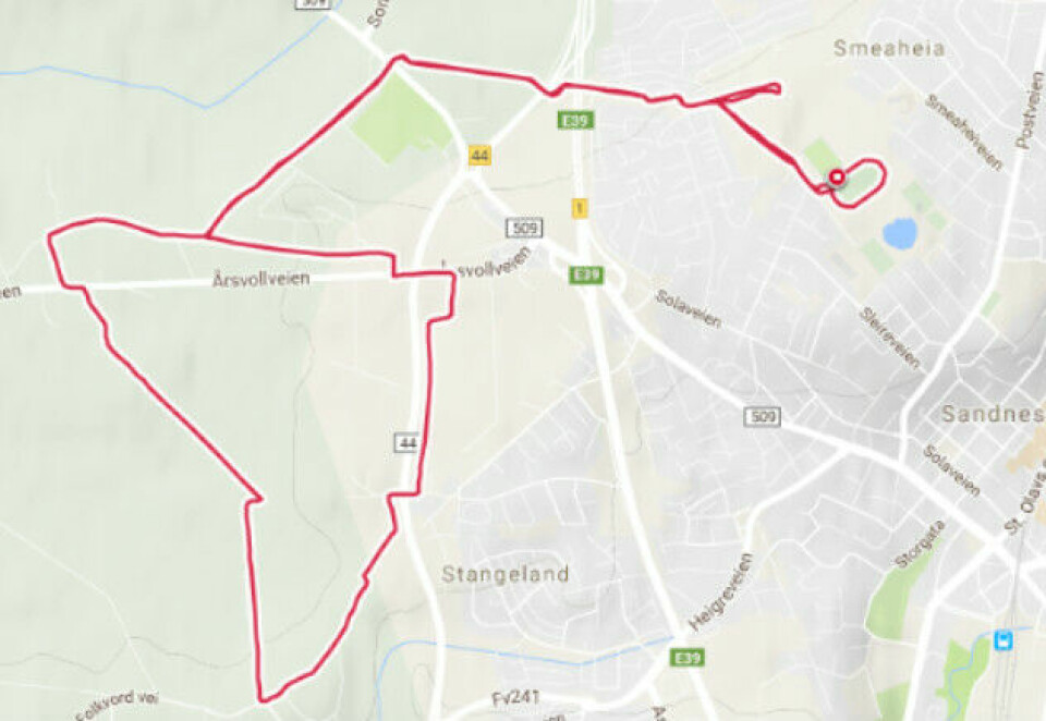 Den kontrollmålte 10 KM- løypa i Sandnesløpet. Den kontrollmålte 10 KM- løypa i Sandnesløpet.