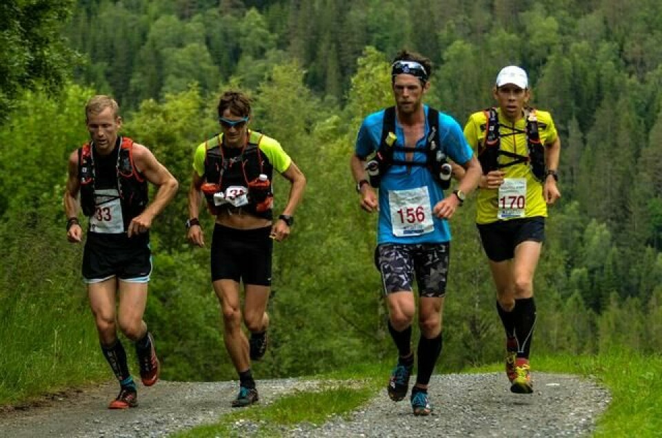 Lars Erik Skjervheim satte ny rekord i Hornindal Rundt Didrik Hermansen 33 Lars Erik Skjervheim 135 André Jonsson 156 Sondre Amdahl 170.jpg