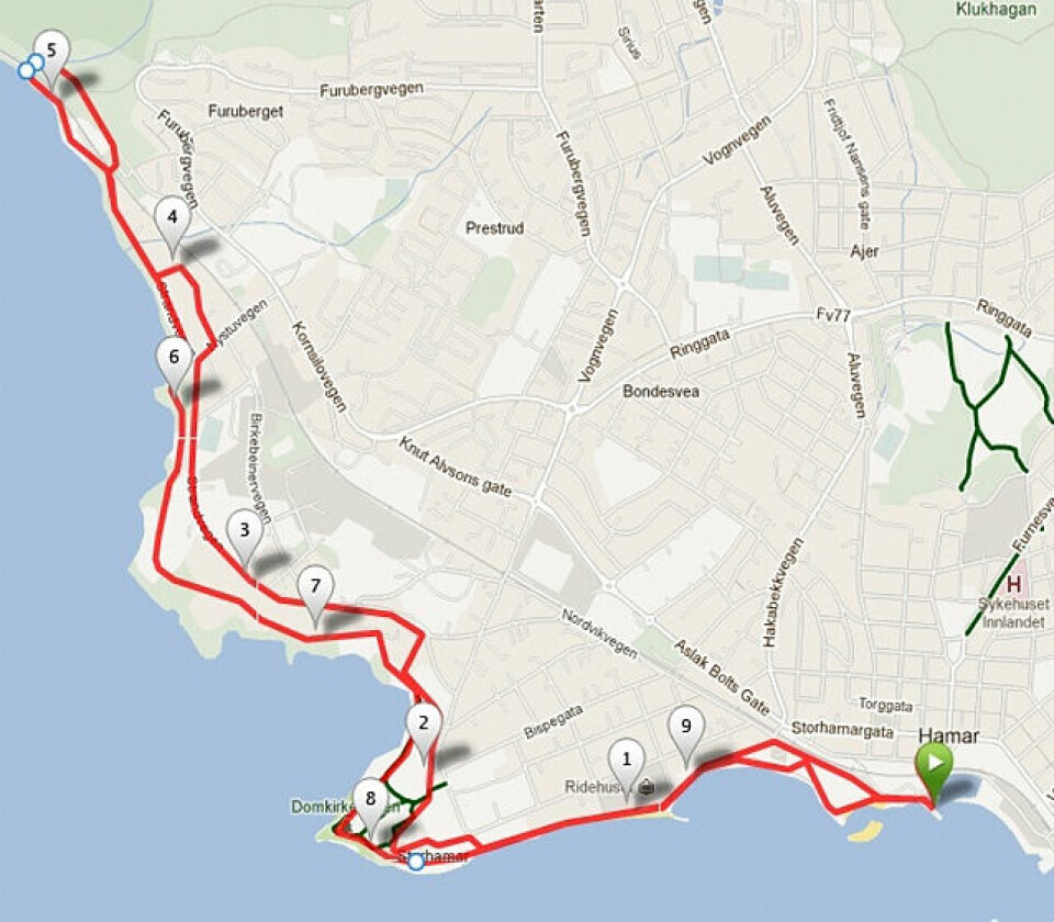 Nå 92 påmeldte til Hamarløpet Hamarloepet_loeypekart