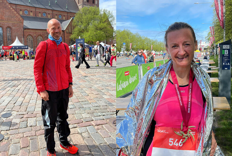 Kristian Hoel løp maraton på 3.09.53 i Riga, mens Karianne Haugen debuterte på distansen med en solid 29. plass totalt og nr. 2 i klassen 45-49 år på tiden 3.43.31. (Foto: privat) Kristian Hoel løp maraton på 3.09.53 i Riga, mens Karianne Haugen debuterte på distansen med en solid 29. plass totalt og nr. 2 i klassen 45-49 år på tiden 3.43.31. (Foto: privat)