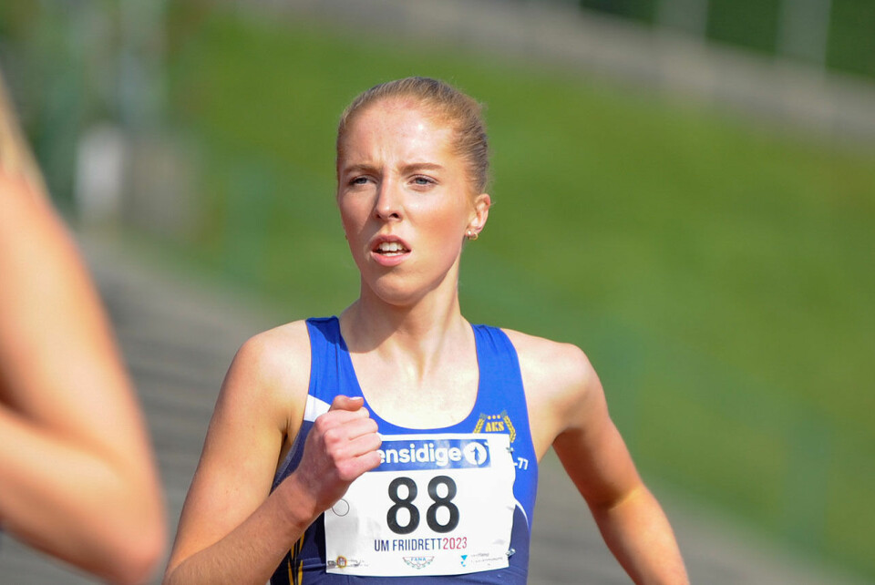 Andrea Nygård Vie åpnet hardt og ledet helt til siste runden i det felles heatet for de eldste jenteklassene, J-17 og J-18/19. (Alle foto: Arne Dag Myking) Andrea Nygård Vie